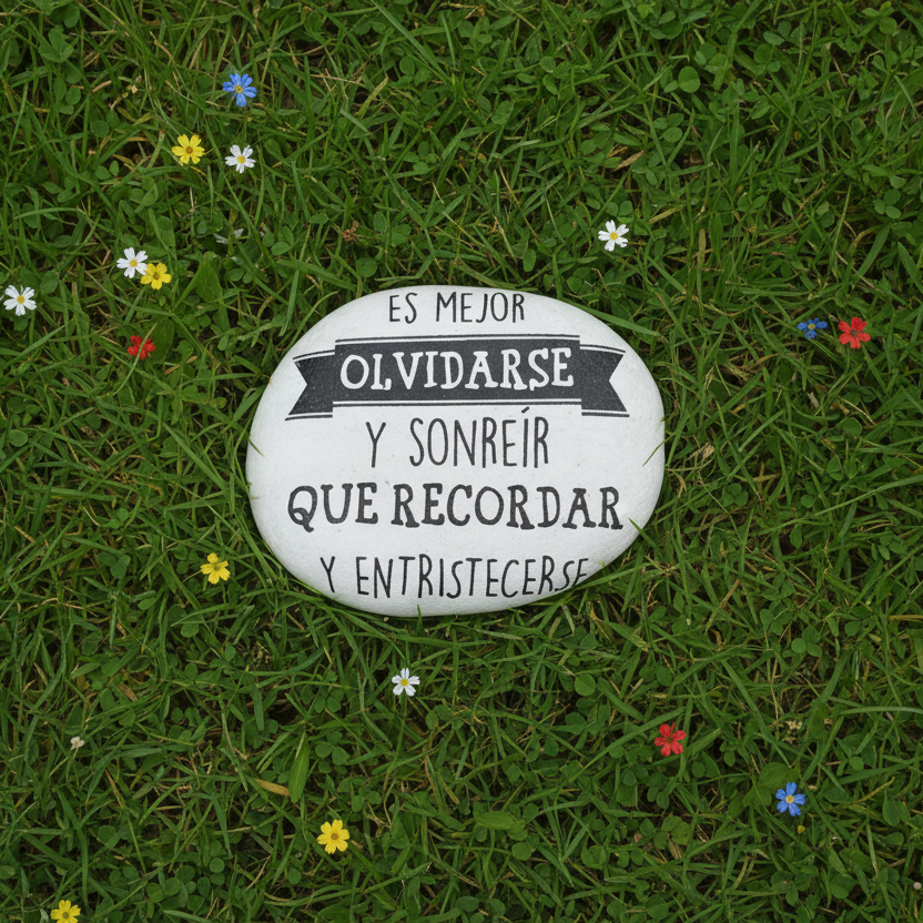 Pisapapeles con mensaje "ES MEJOR OLVIDARSE Y SONREIR QUE RECORDAR Y ENTRISTECERSE"