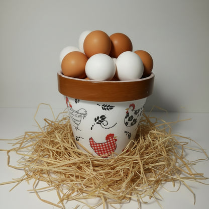 Maceta gallinas vichy y lunares