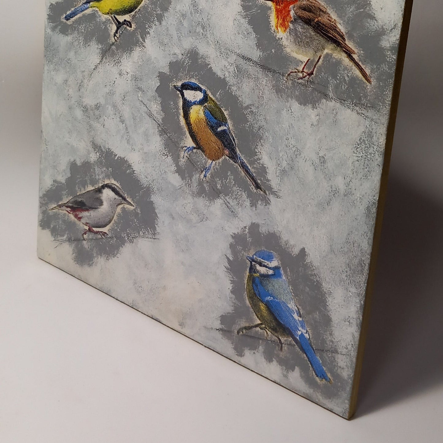 Azulejo pájaros en grisalla