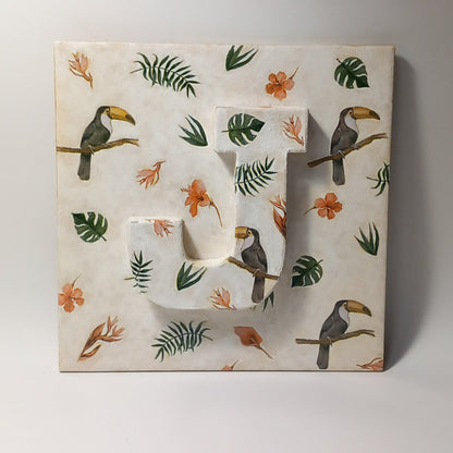 Azulejo tucanes con inicial personalizada