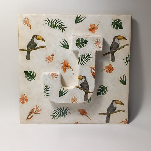 Azulejo tucanes con inicial personalizada
